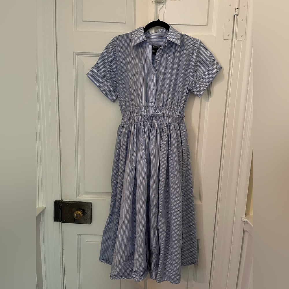 J. Crew Blue Striped Midi Dress